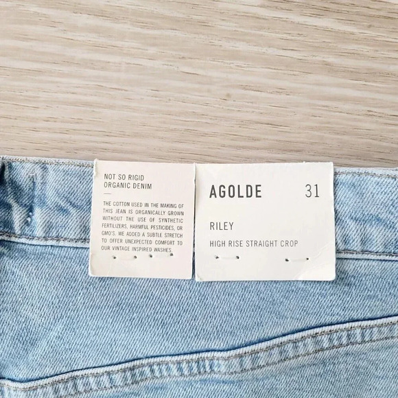 Agolde NWT Riley High Rise Straight Crop Button Fly Shiver Wash Denim Jeans 31 - Picture 9 of 13